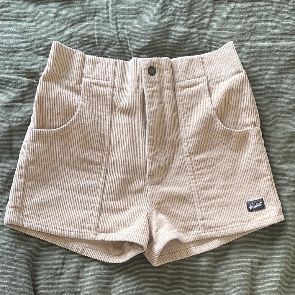 High Waist Corduroy Shorts in Cream by Hollister